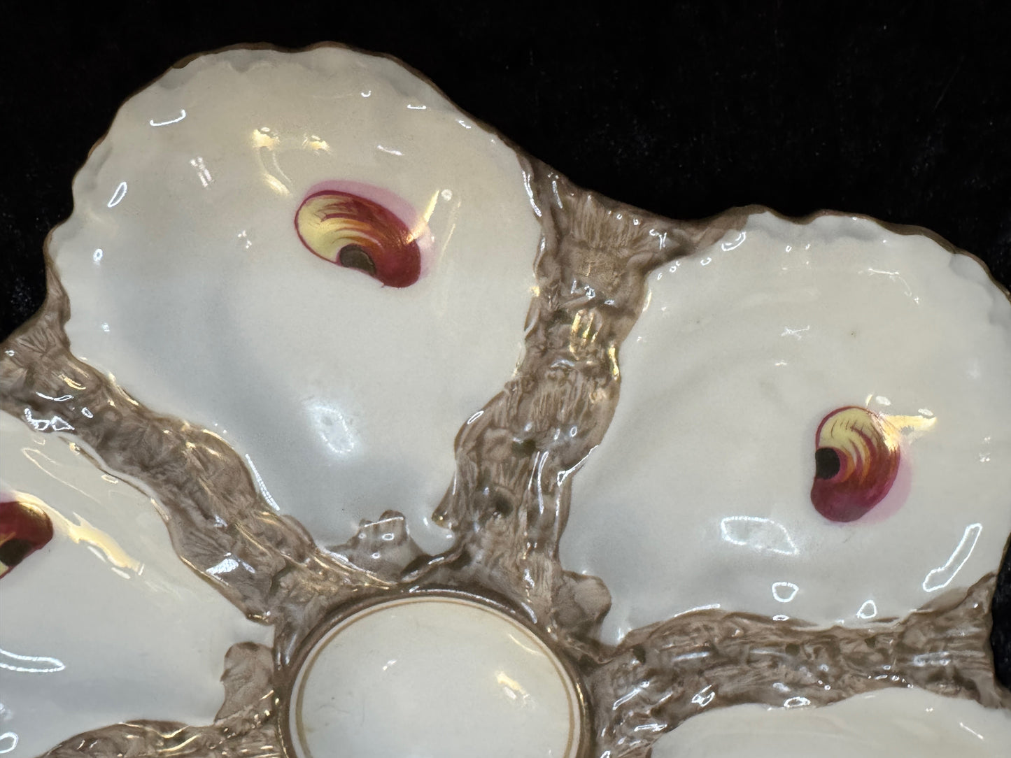 Antique Limoges Oyster Plate Hand Painted Shell Motif 8.75" A937