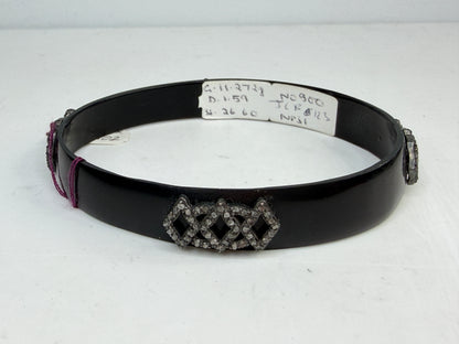 Victorian 1.56ctw single-Cut Diamond & Whitby Jet Mourning Bangle - Sterling Silver JR1521