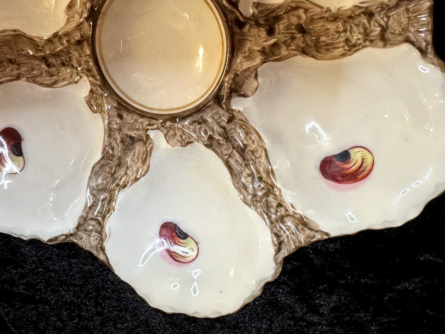 Antique Limoges Oyster Plate Hand Painted Shell Motif 8.75" A937