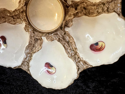 Antique Limoges Oyster Plate Hand Painted Shell Motif 8.75" A937