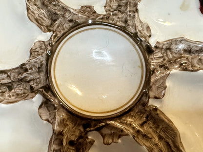 Antique Limoges Oyster Plate Hand Painted Shell Motif 8.75" A937