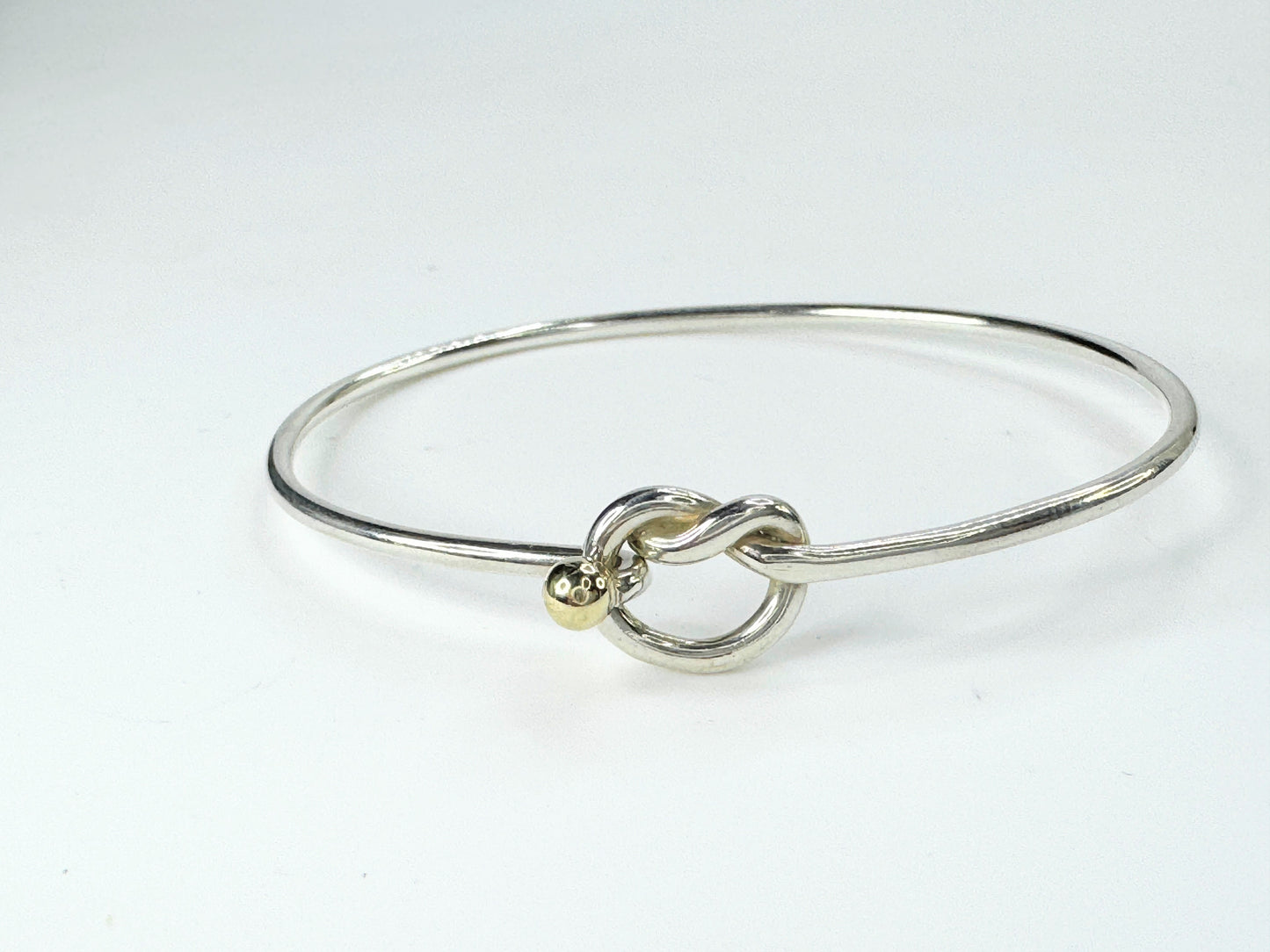 Tiffany Sterling Silver 18k Yellow Gold Love Knot Bangle JR9404