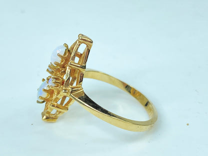 10K yellow gold openwork Opal ring 2.7g s7.5 JR982