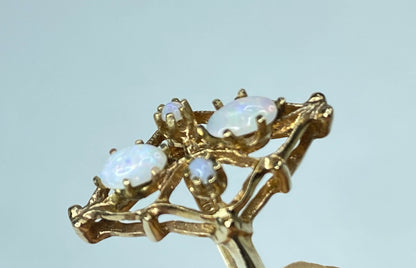 10K yellow gold openwork Opal ring 2.7g s7.5 JR982