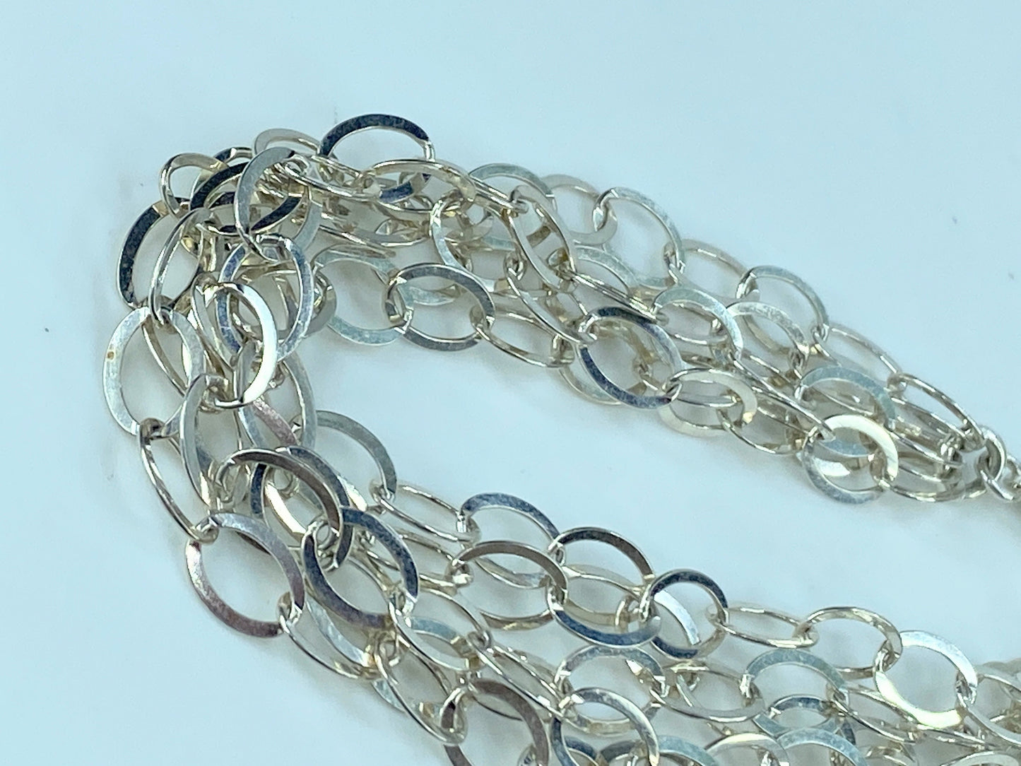 Milor Italy Sterling Oval link multiple strands bracelet 10.4g 7 3/8" JR9178