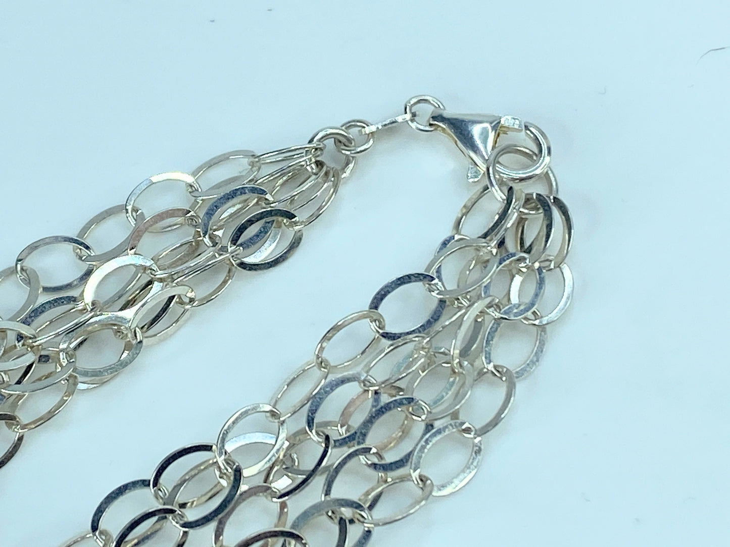 Milor Italy Sterling Oval link multiple strands bracelet 10.4g 7 3/8" JR9178