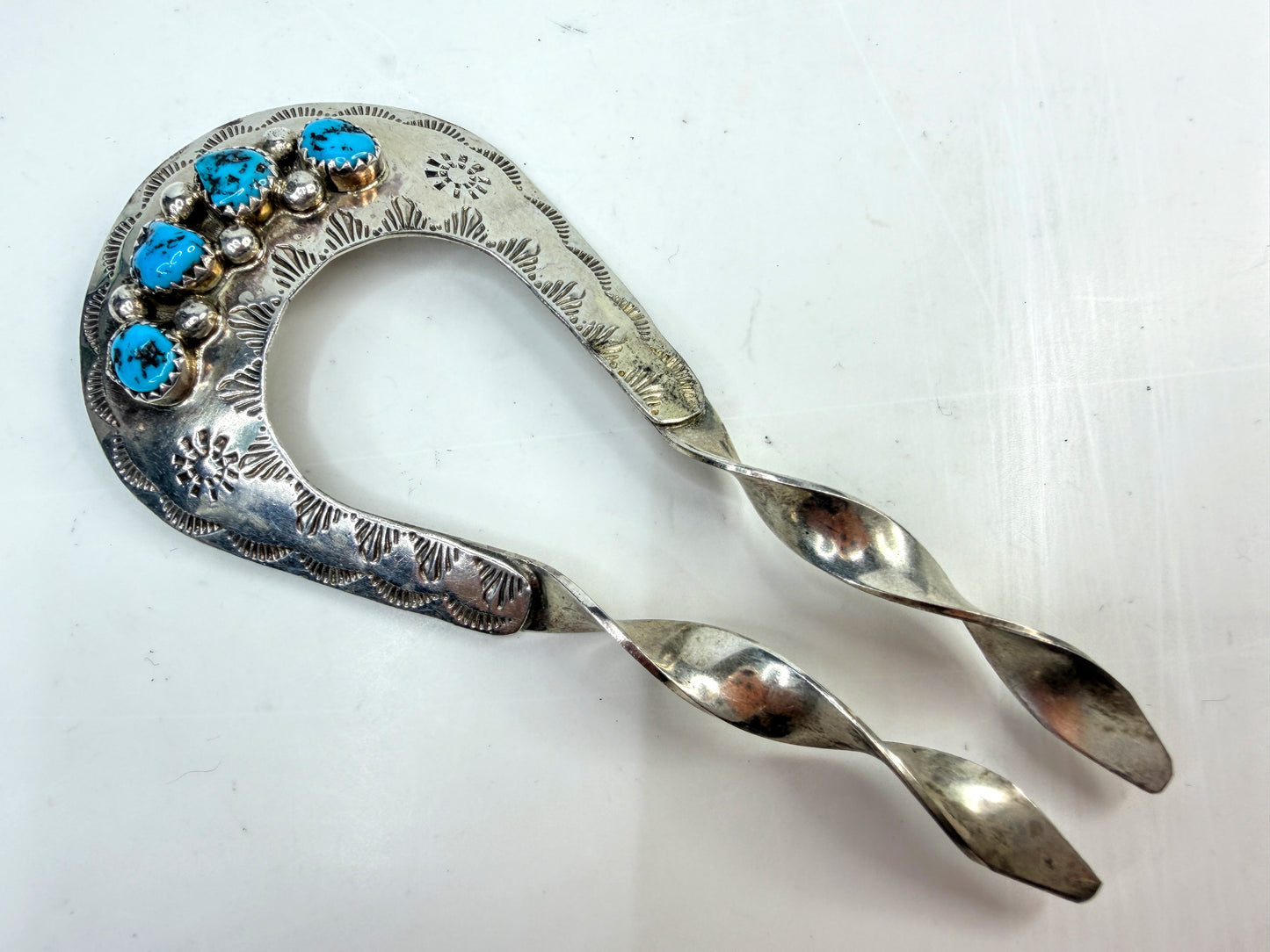 Vintage Navajo D.C Thomas Turquoise Sterling Sugar Tongs Handcrafted SS292