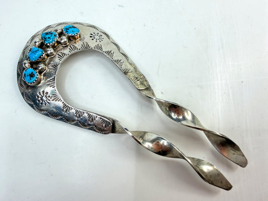 Vintage Navajo D.C Thomas Turquoise Sterling Sugar Tongs Handcrafted SS292