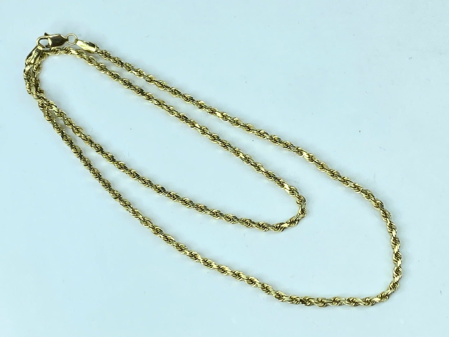 14K yellow gold 3.0mm diamond cut Rope link necklace 20" 13.8g JR983