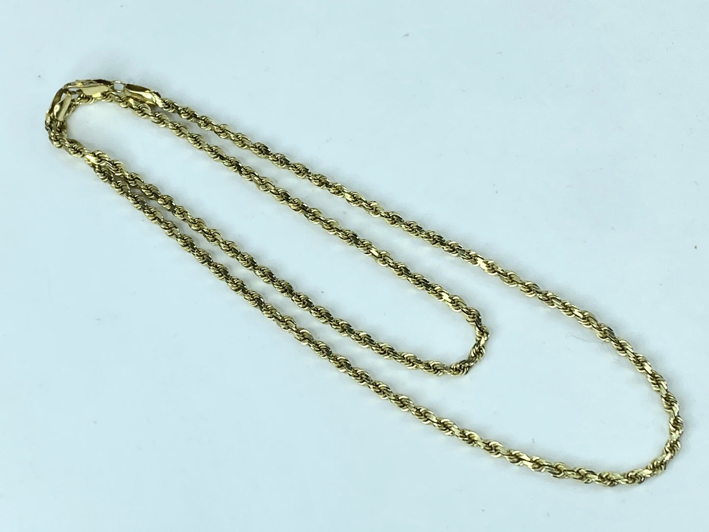 14K yellow gold 3.0mm diamond cut Rope link necklace 20" 13.8g JR983
