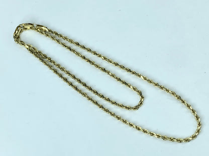 14K yellow gold 3.0mm diamond cut Rope link necklace 20" 13.8g JR983
