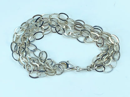 Milor Italy Sterling Oval link multiple strands bracelet 10.4g 7 3/8" JR9178