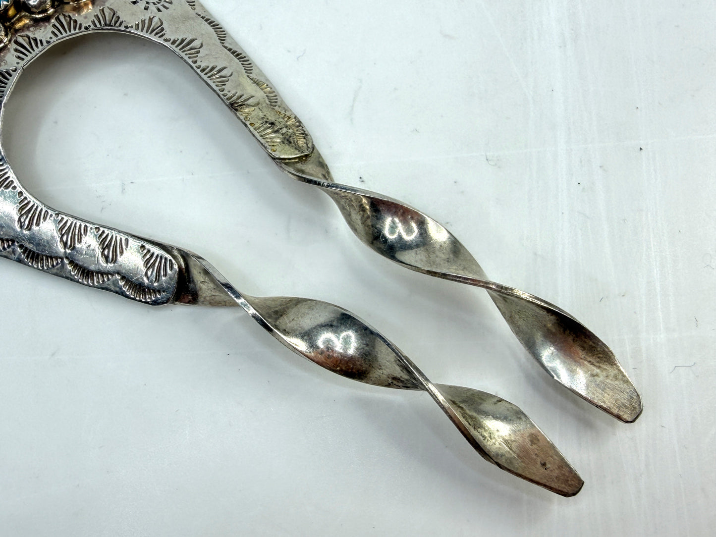Vintage Navajo D.C Thomas Turquoise Sterling Sugar Tongs Handcrafted SS292
