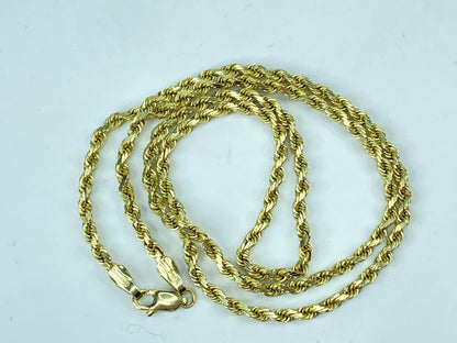 14K yellow gold 3.0mm diamond cut Rope link necklace 20" 13.8g JR983