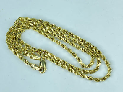 14K yellow gold 3.0mm diamond cut Rope link necklace 20" 13.8g JR983