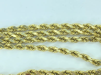 14K yellow gold 3.0mm diamond cut Rope link necklace 20" 13.8g JR983