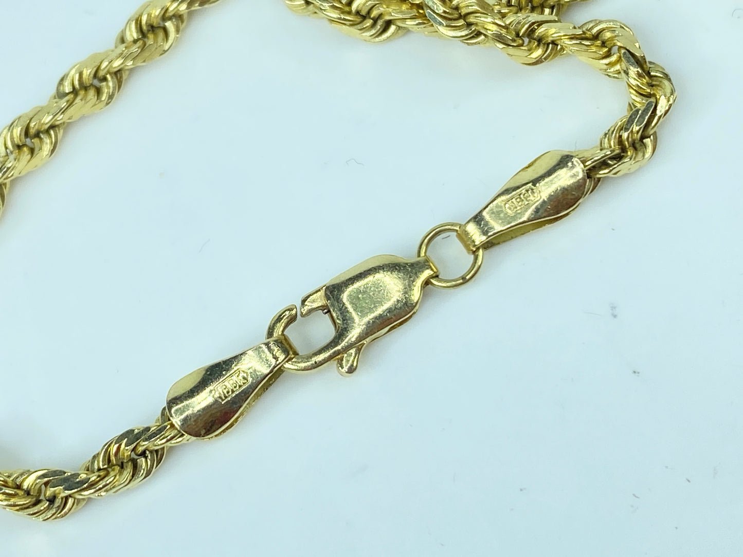 14K yellow gold 3.0mm diamond cut Rope link necklace 20" 13.8g JR983