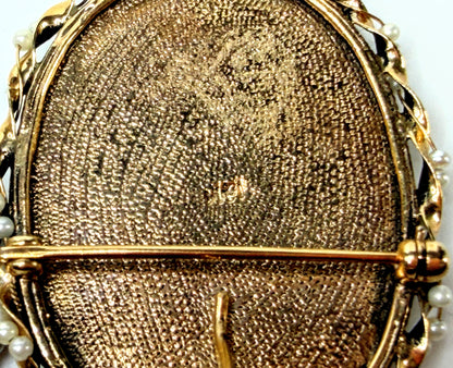Antique Victorian 14K Gold hand painted Portrait Miniature & Seed Pearl Suite JR1522