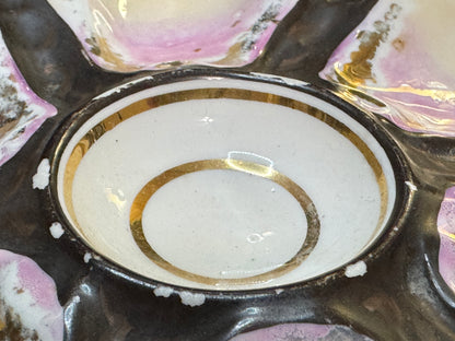 Antique French Oyster Plate Pink Luster Gold Accent 9" A940