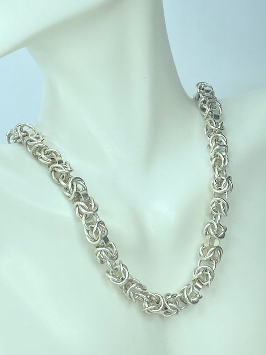 Sterling 925 Byzantine Link Chain Necklace Toggle clasp 19.5" 49.3 gJR9180