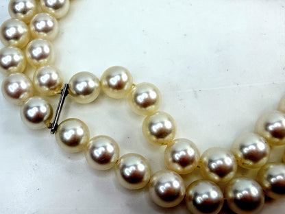 Vintage Mikimoto 14K White Gold Double Strand Pearl Bracelet 7.5" JR1523