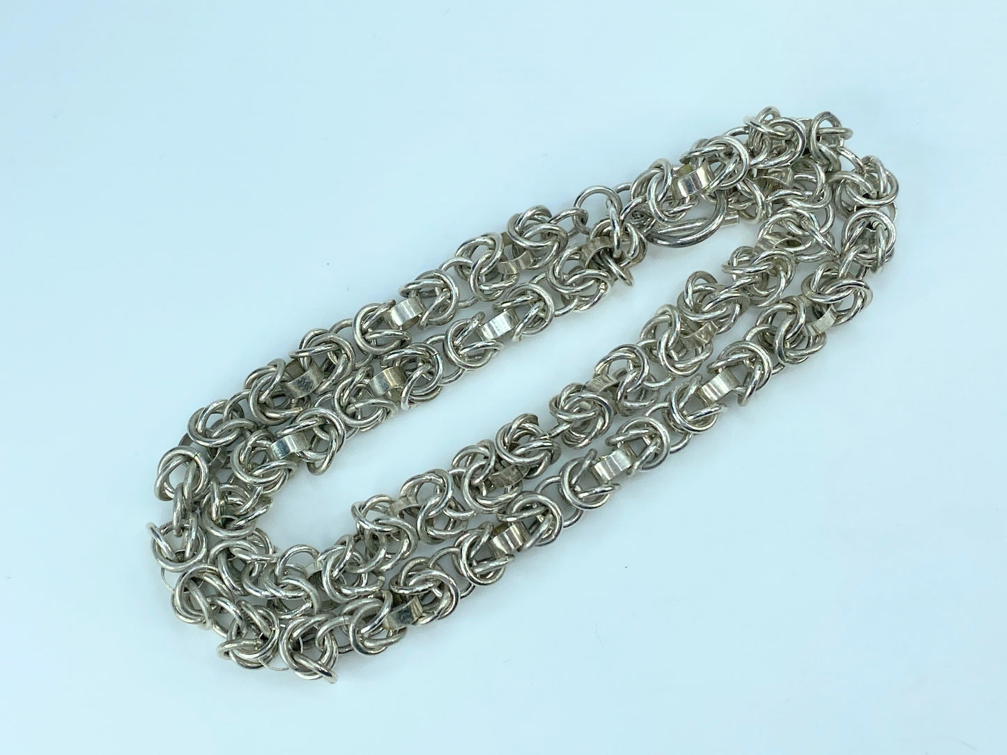 Sterling 925 Byzantine Link Chain Necklace Toggle clasp 19.5" 49.3 gJR9180