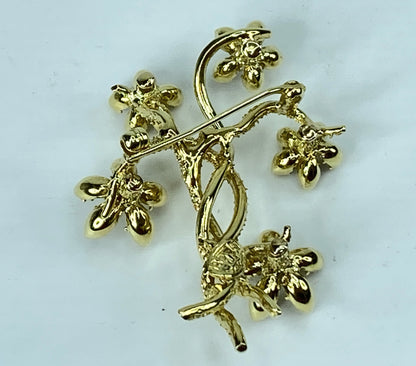 La Triomph 18K Gold and Diamond Tremblant Articulated Floral Pin Brooch JR987