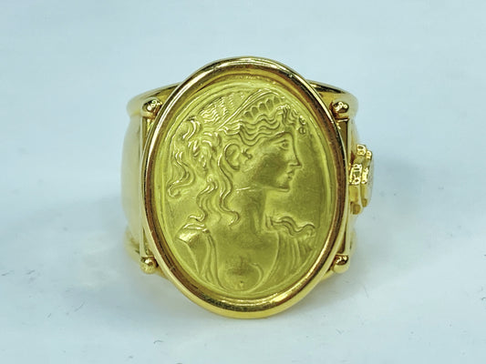 18K ladies Italian Gold Neoclassical Cigar style band 9.6g s8 JR988