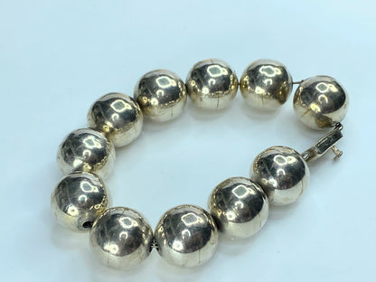 16.2mm huge Texaco Sterling Silver balls in chain bracelet 8.25" 50.3g JR0023