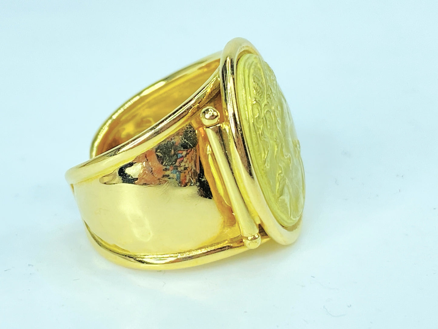 18K ladies Italian Gold Neoclassical Cigar style band 9.6g s8 JR988