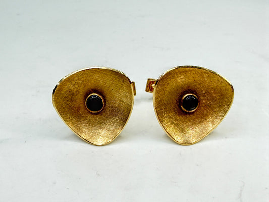 Vintage 14k gold black star sapphire modernist cufflinks 8.7g SS278