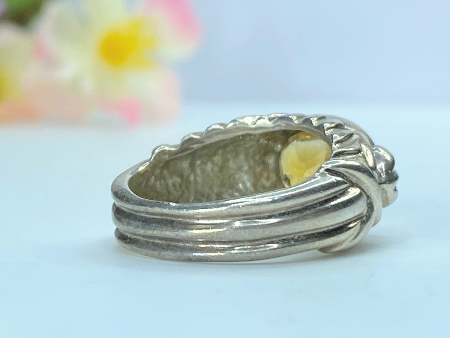 Sterling Silver natural oval Citrine gemstone ring 8.4g s6 3/4" JR0025