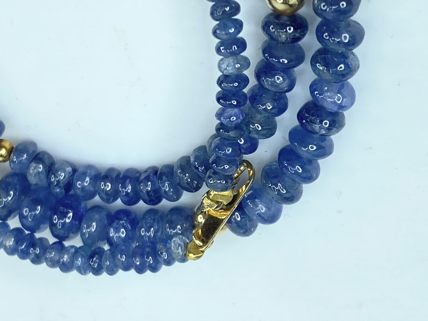 18K Gold Untreated Smooth Blue Sapphire Smooth Rondelle Necklace JR990