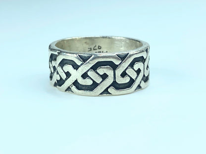 Mexico heavy sterling silver blacken Celtic ring, 9.5g s9 JR9351