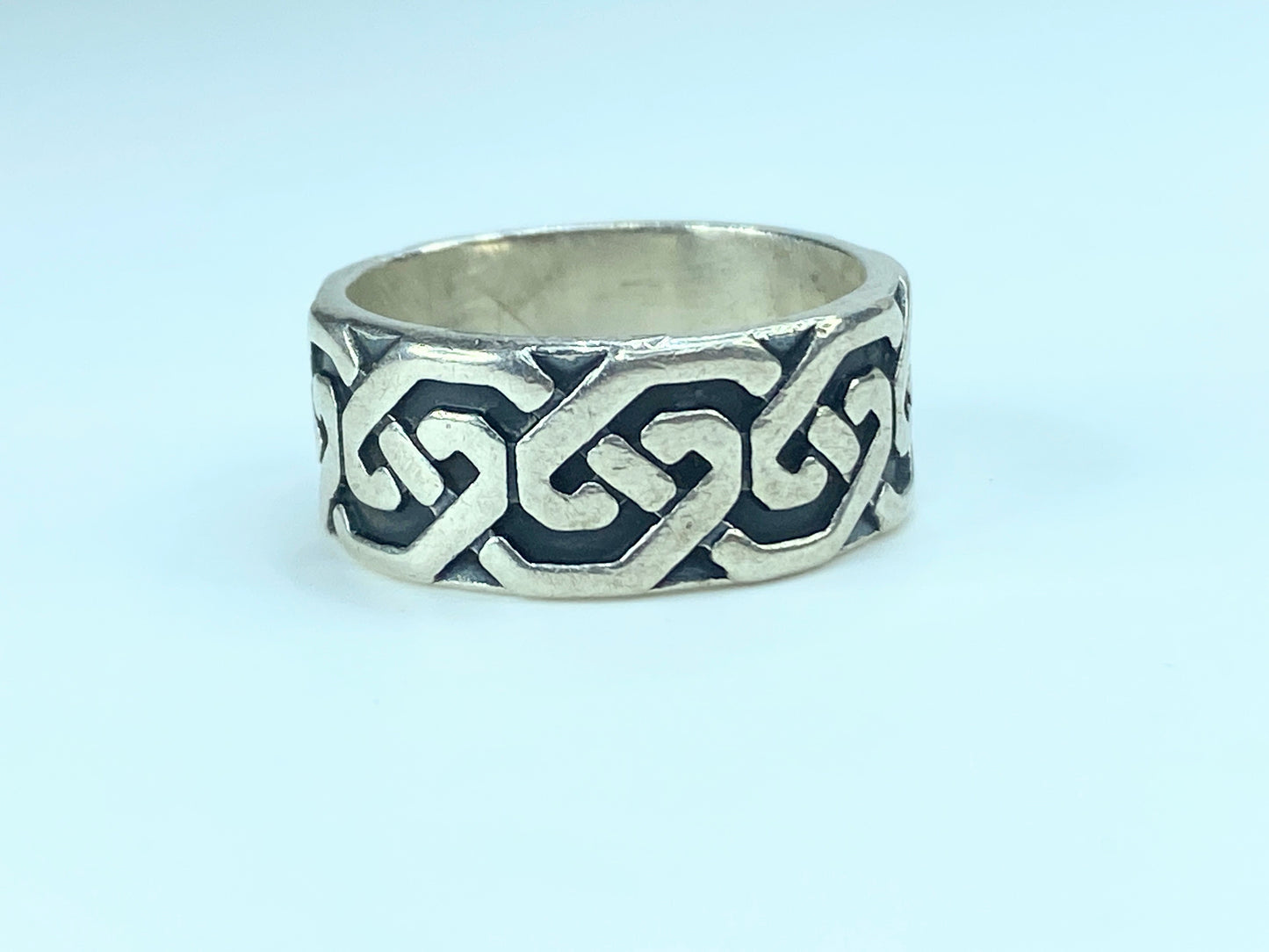 Mexico heavy sterling silver blacken Celtic ring, 9.5g s9 JR9351