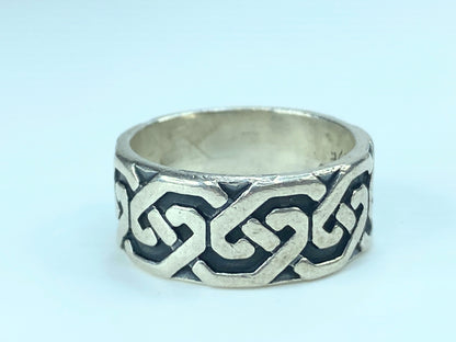 Mexico heavy sterling silver blacken Celtic ring, 9.5g s9 JR9351