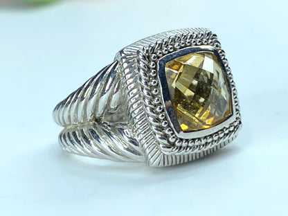 Judith Ripka Canary Crystal & White Sapphire Legacy Sterling Silver Ring JR0026