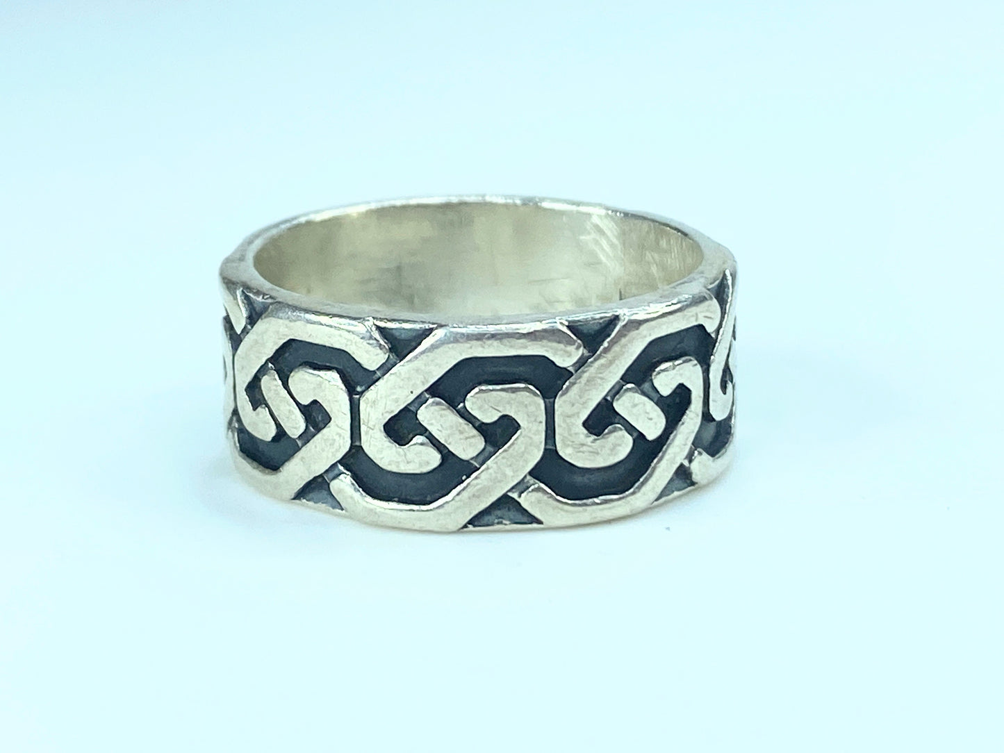 Mexico heavy sterling silver blacken Celtic ring, 9.5g s9 JR9351