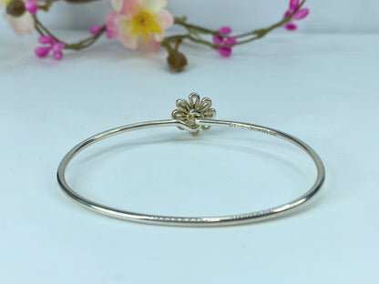 Tiffany & Co Paloma Picasso 18K Gold Silver Daisy Bangle Hook 6.5 7g JR314