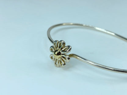 Tiffany & Co Paloma Picasso 18K Gold Silver Daisy Bangle Hook 6.5 7g JR314