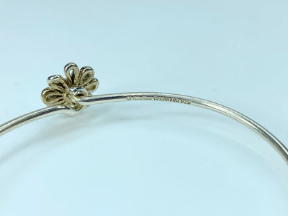 Tiffany & Co Paloma Picasso 18K Gold Silver Daisy Bangle Hook 6.5 7g JR314