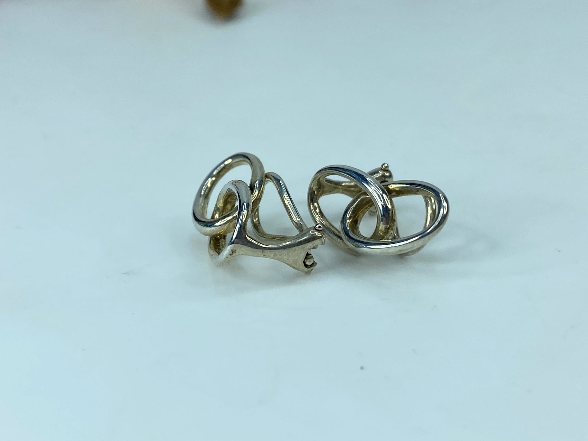 Tiffany & Co Elsa Peretti Sterling Silver Double Loop Clip-On Earrings JR313