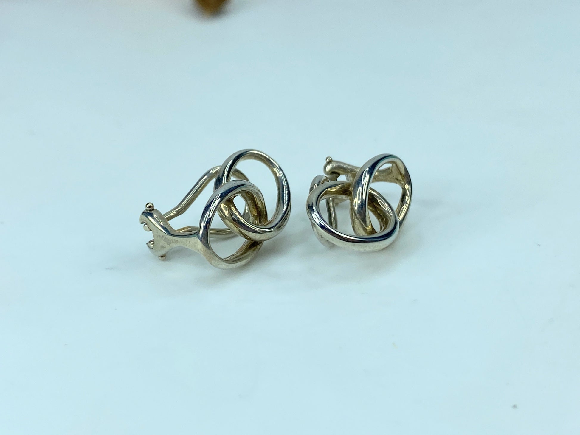 Tiffany & Co Elsa Peretti Sterling Silver Double Loop Clip-On Earrings JR313