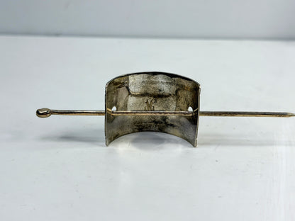 Signed vintage Navajo handmade sterling Stick silver barrette w/ turquoise SS28