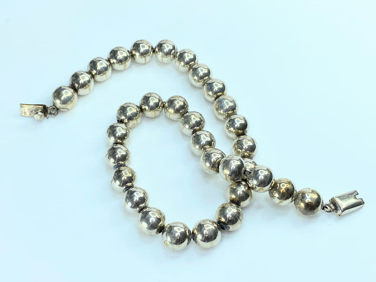 Sterling Silver Texaco Mexican 12,0mm Ball Link Necklace 81.4 g 16" JR0028