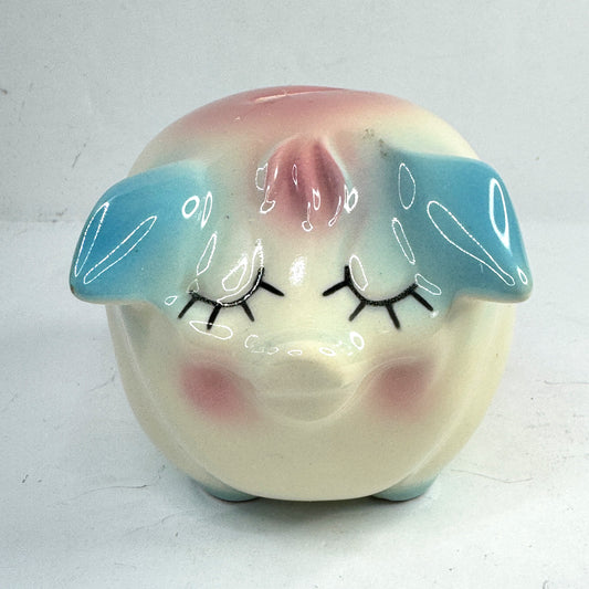 Vintage Hull Corky Pig Small Dime Bank Pastel Glaze Original Cork A952