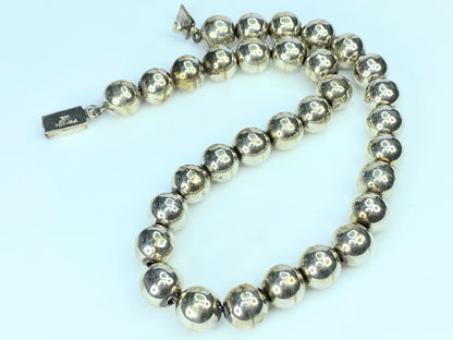 Sterling Silver Texaco Mexican 12,0mm Ball Link Necklace 81.4 g 16" JR0028