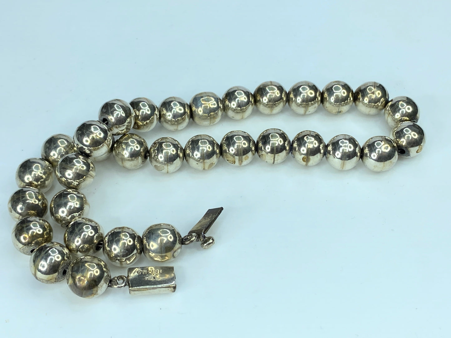 Sterling Silver Texaco Mexican 12,0mm Ball Link Necklace 81.4 g 16" JR0028