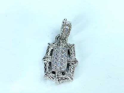 Estate Judith Ripka Pave Cluster CZ 925 Sterling Silver Enhancer Pendant JR0029