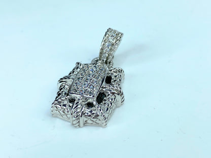 Estate Judith Ripka Pave Cluster CZ 925 Sterling Silver Enhancer Pendant JR0029